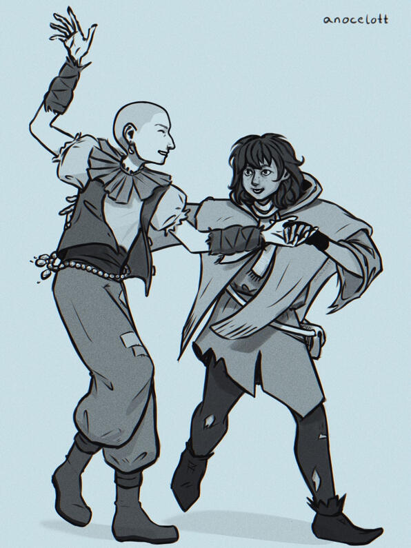 My own characters dressed up like characters in @yaelokre (instagram)'s story